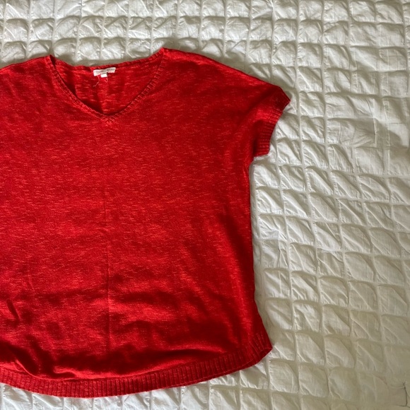 Eileen Fisher Red Orange Cotton Linen Sweater - Picture 2 of 8